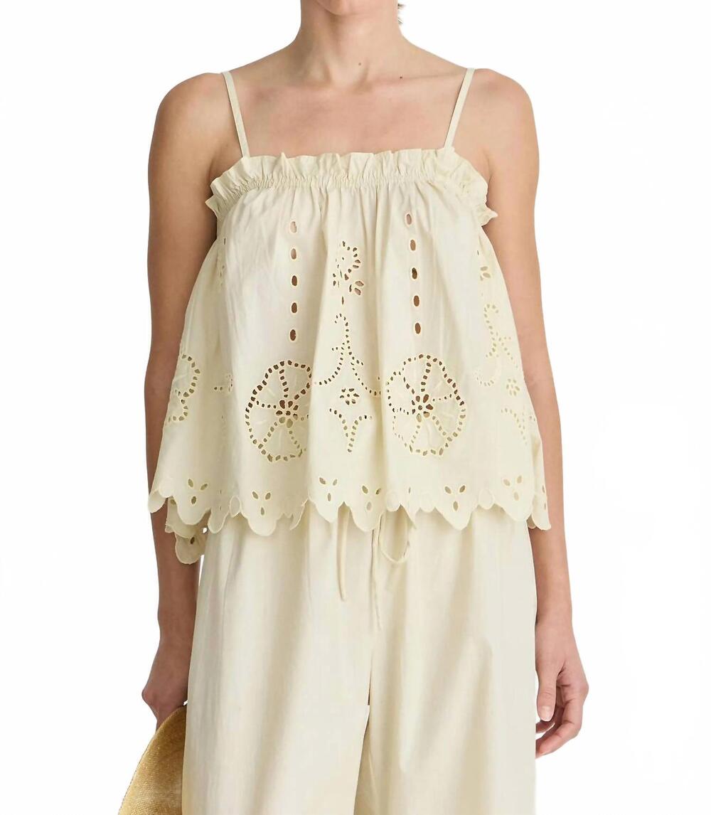NEW APIECE APART embroidered square neck cami top in black